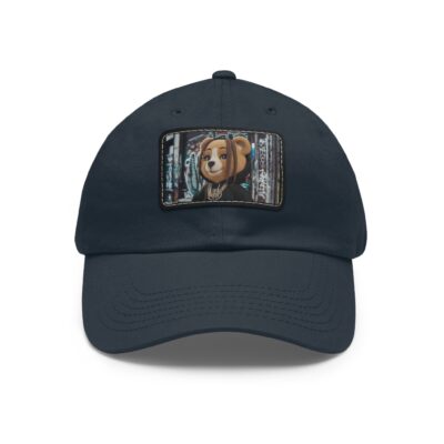 Stylish Dad Hat with Leather Patch - Trendy Bear Design - Image 9