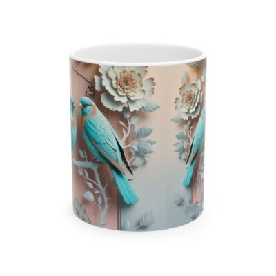 Elegant Bird & Floral Ceramic Mug - Perfect for Nature Lovers - Image 5