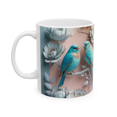 Elegant Bird & Floral Ceramic Mug - Perfect for Nature Lovers - Image 3