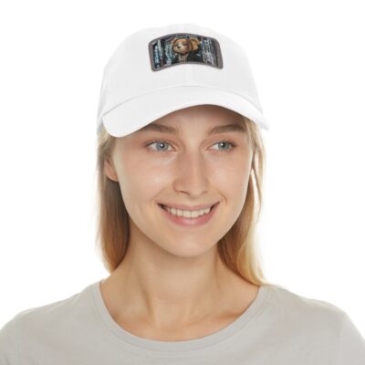 Stylish Dad Hat with Leather Patch - Trendy Bear Design - Image 4
