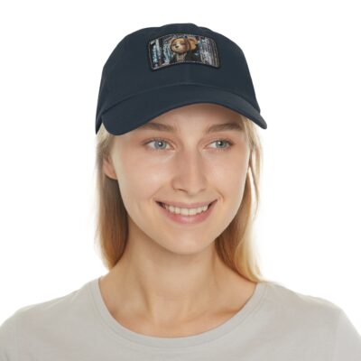 Stylish Dad Hat with Leather Patch - Trendy Bear Design - Image 12