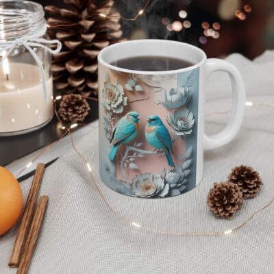 Elegant Bird & Floral Ceramic Mug - Perfect for Nature Lovers - Image 7