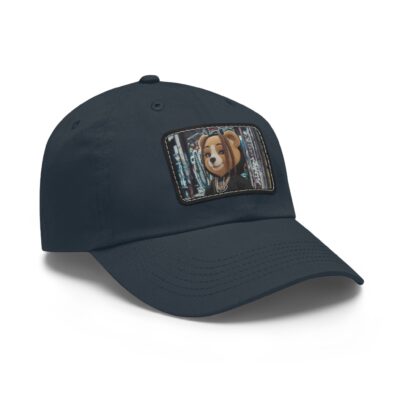 Stylish Dad Hat with Leather Patch - Trendy Bear Design - Image 10
