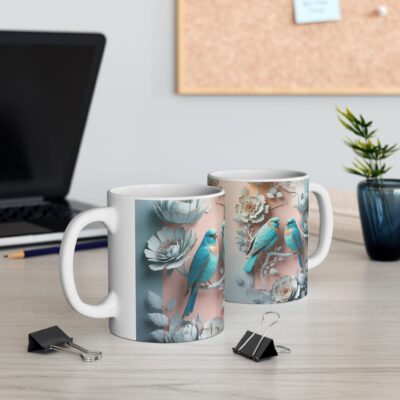 Elegant Bird & Floral Ceramic Mug - Perfect for Nature Lovers - Image 6