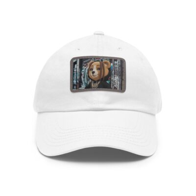 Stylish Dad Hat with Leather Patch - Trendy Bear Design - Image 2