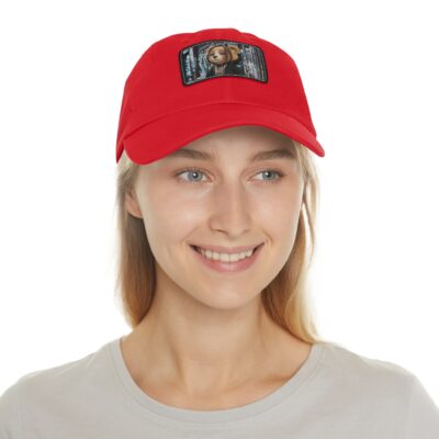 Stylish Dad Hat with Leather Patch - Trendy Bear Design - Image 16