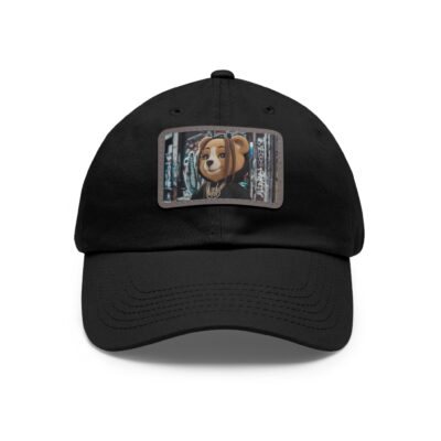 Stylish Dad Hat with Leather Patch - Trendy Bear Design - Image 5