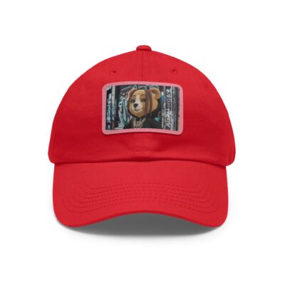 Stylish Dad Hat with Leather Patch - Trendy Bear Design - Image 17
