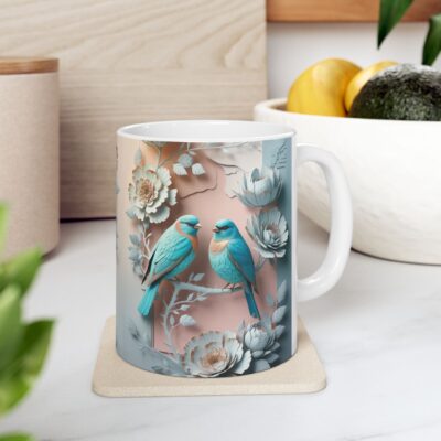 Elegant Bird & Floral Ceramic Mug - Perfect for Nature Lovers - Image 8
