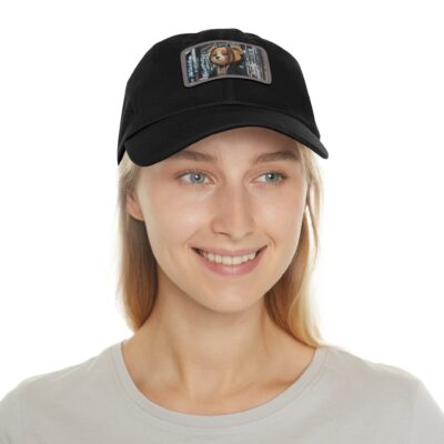 Stylish Dad Hat with Leather Patch - Trendy Bear Design - Image 8