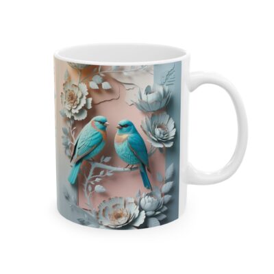 Elegant Bird & Floral Ceramic Mug - Perfect for Nature Lovers - Image 2