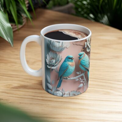 Elegant Bird & Floral Ceramic Mug - Perfect for Nature Lovers - Image 9